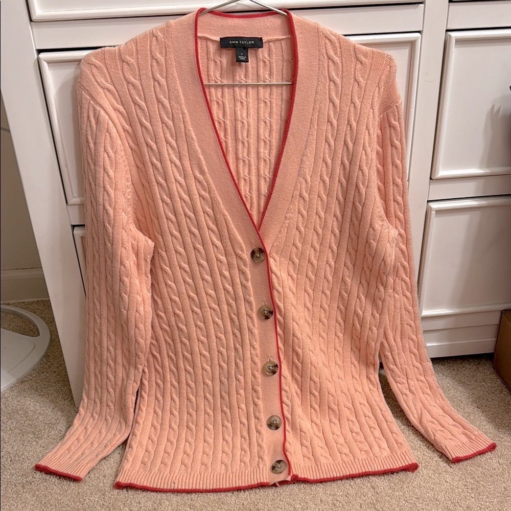 Ann Taylor | Peach Button-Down Cardigan